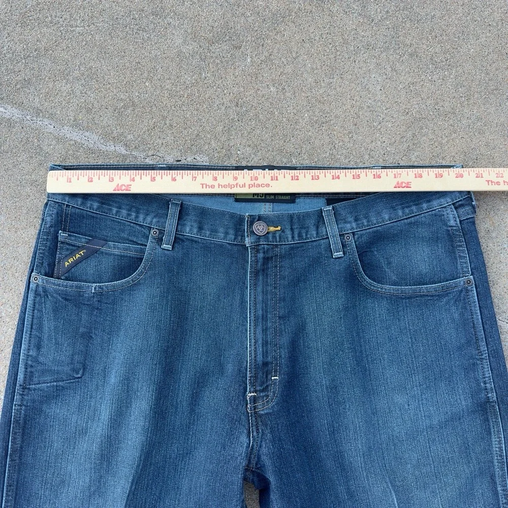 Ariat Rebar M5 Jeans Men's 40x34 Dark Blue Slim Fit Straight Leg Work Denim